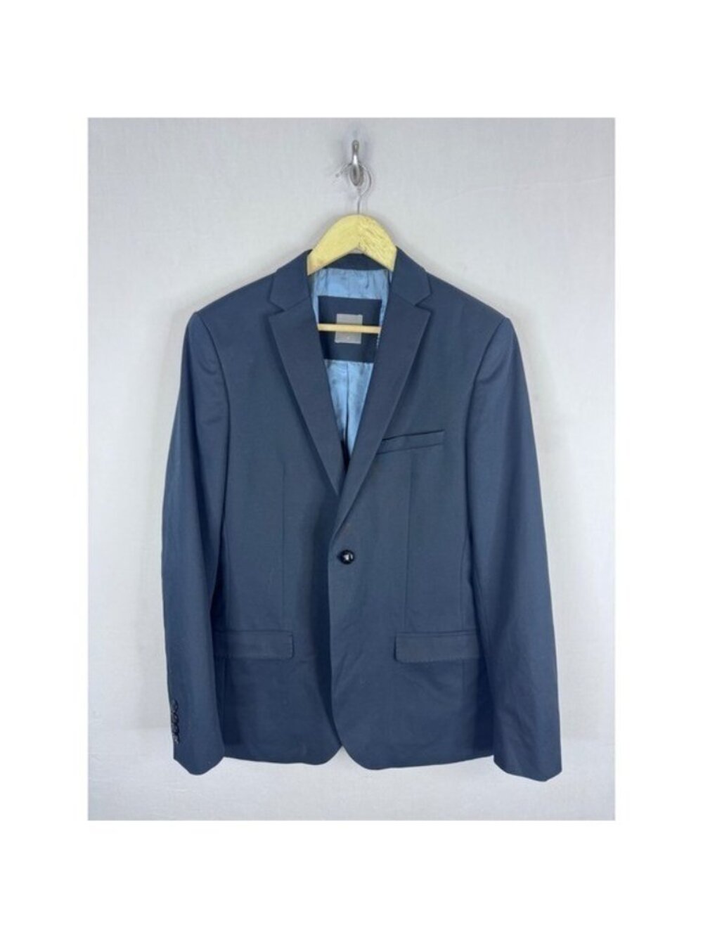 Gsus Sindustries Mens Easy Blazer Navy Blue Cotton Stretch Jacket Size L